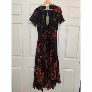 FARM RIO Black River Creatures Maxi Dress, Medium, NWT